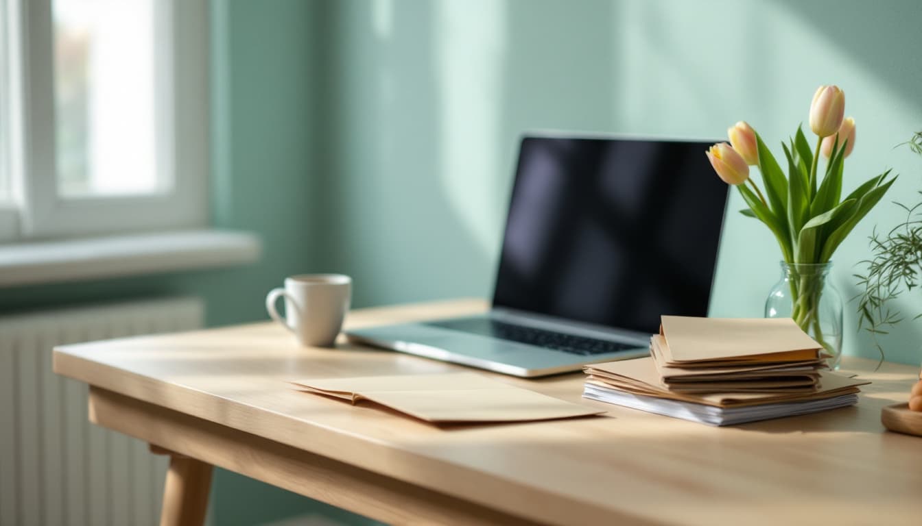 Bureau met laptop, DEGIRO jaaroverzicht en belastingformulier tijdens het invullen van de aangifte inkomstenbelasting